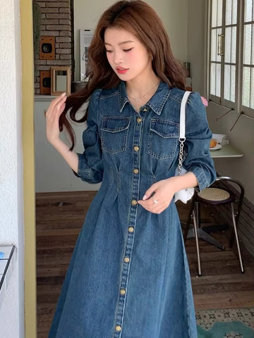 Setvella Denim Maxi Dress with Vintage Ease