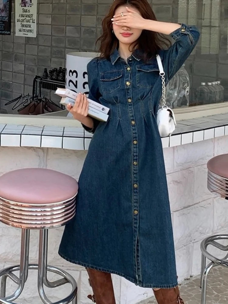 Setvella Denim Maxi Dress with Vintage Ease